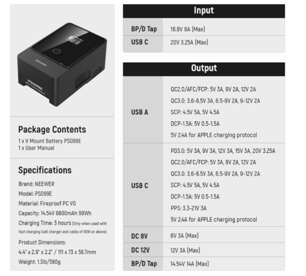 Neewer PS099E Mini V mount батерија - Image 10