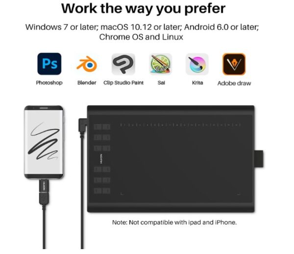 Huion Inspiroy Pen Tablet H1060P графички таблет - Image 4