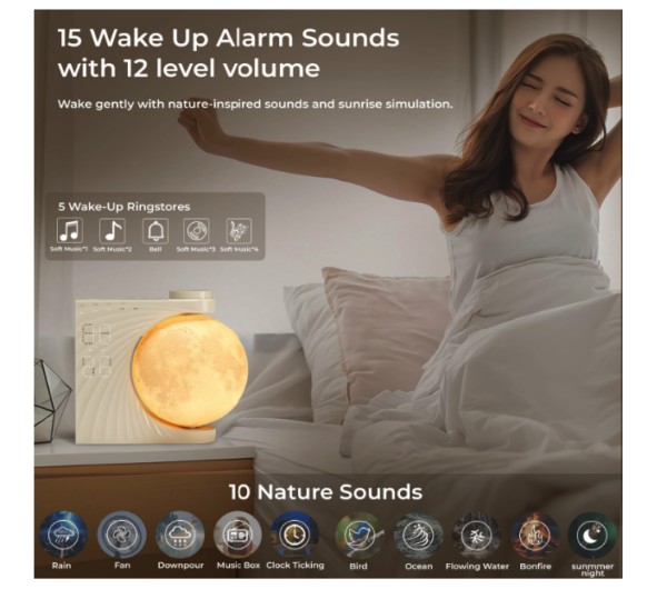 Sunrise Alarm Clock Moon Lamp - Image 6