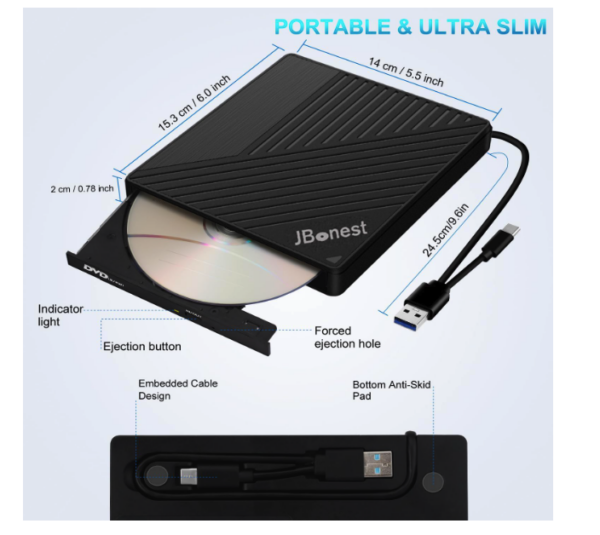 JBonest External DVD Drive with USB adapter - Image 2