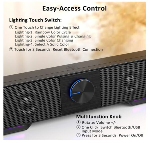Jeecoo A40 USB Computer Speaker RGB - Image 3