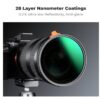 K&F Concept Nano X Series Filter Variable ND2-400 MRC 72mm - Image 3