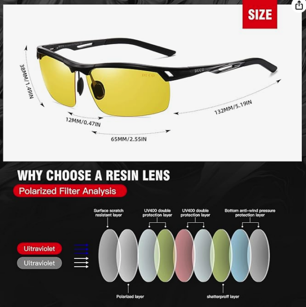 DUCO sunglasses for night driving 8550 - Image 4